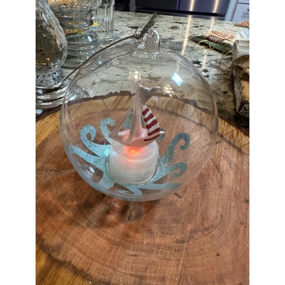 Vtg Nautical Ornament Light-Up Color-Changing Christmas Decoration Glass Globe - Picture 9 of 14